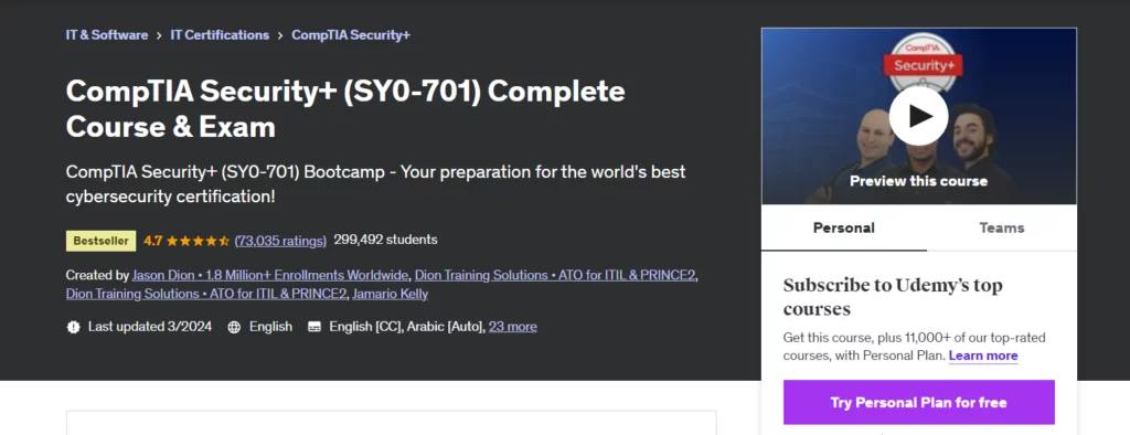Best CompTIA Security+ Course