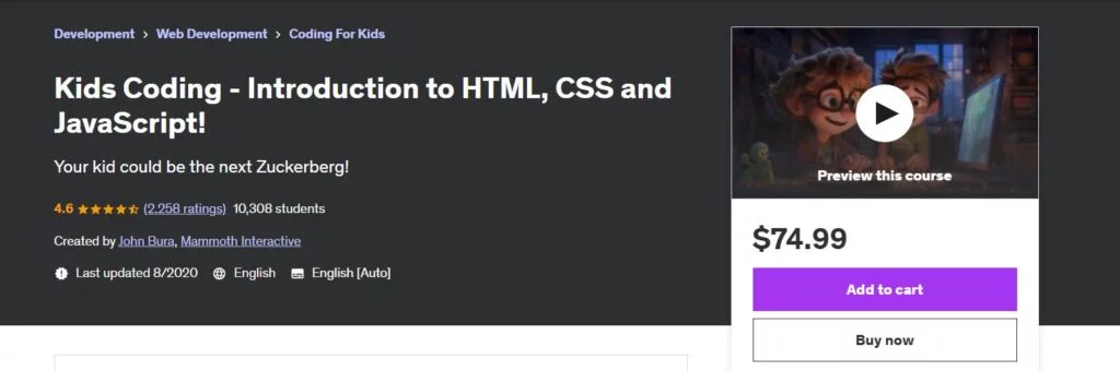Coding Bootcamps for kids by udemy