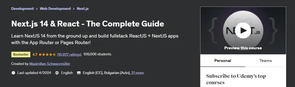 Nextjs bestseller course